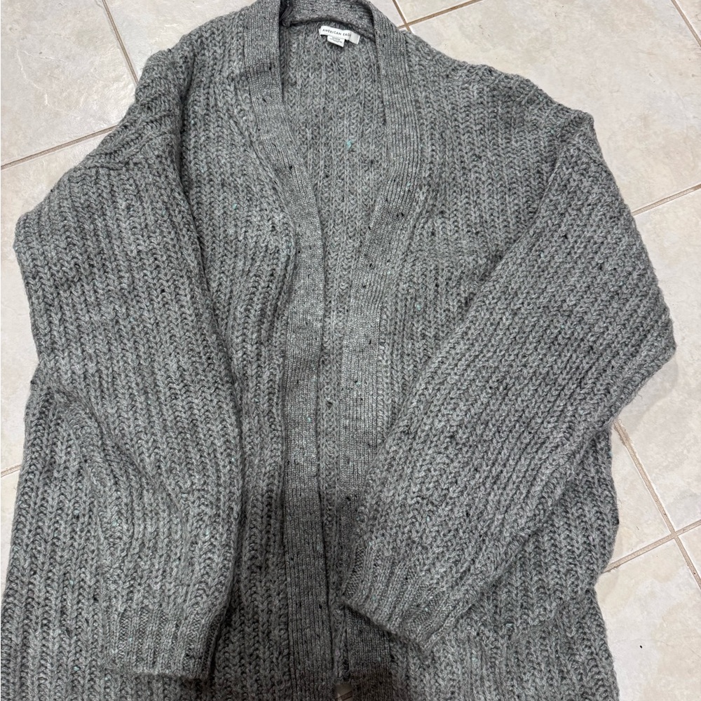 American Eagle Outfitters Charcoal Knit Cardigan